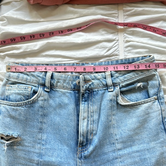 BERSHKA DENIM High Rise Straight Distressed Jeans - Picture 5 of 8